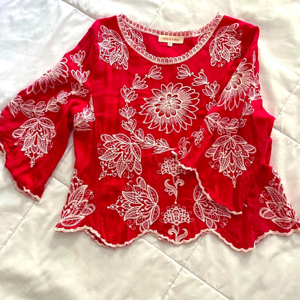 Pink embroidered top